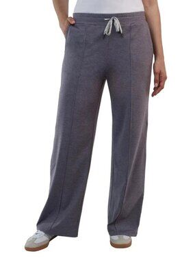 NEW Kirkland Signature Women's M Gray/ Purple Pintuck Pants Wide Leg J1152